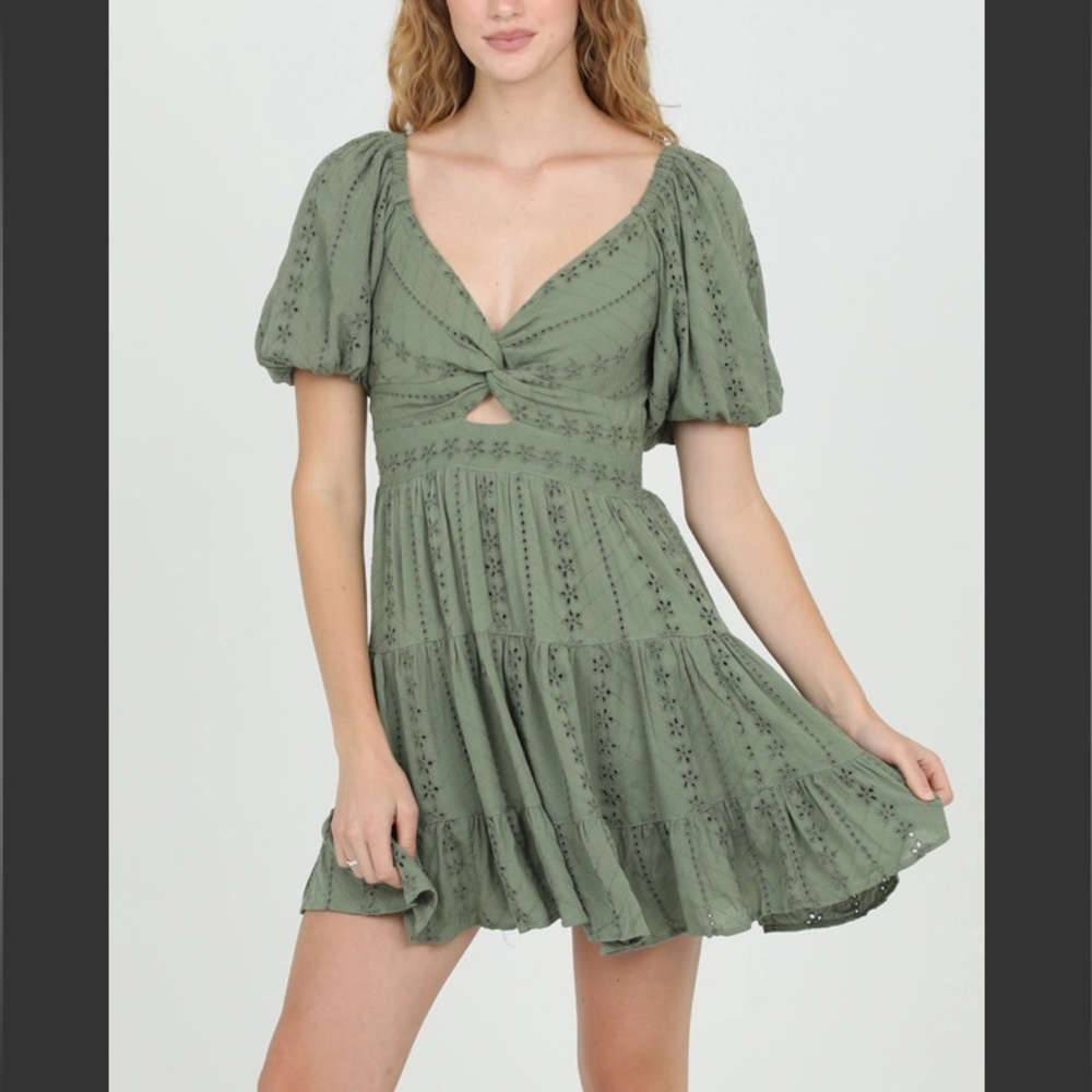 Angie Green Lace Mini Dress - Picture 4 of 6